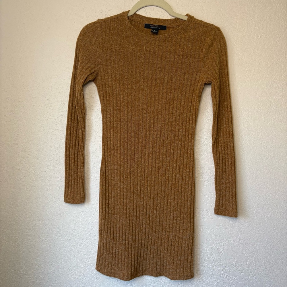 Forever 21 Brown Ribbed Mini Dress
